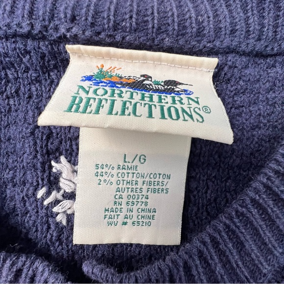 Northern Reflections Vintage Embroidered Ramie Cotton Blend Christmas Sweater L - Picture 3 of 12